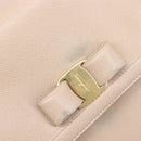 Salvatore Ferragamo Vala Handtasche Leder 2-Wege Beige Gold Auth BA4303-11
