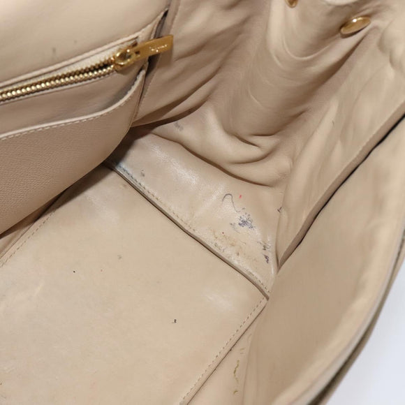 Salvatore Ferragamo Vala Hand Bag Leather 2way Beige Gold Auth BA4303