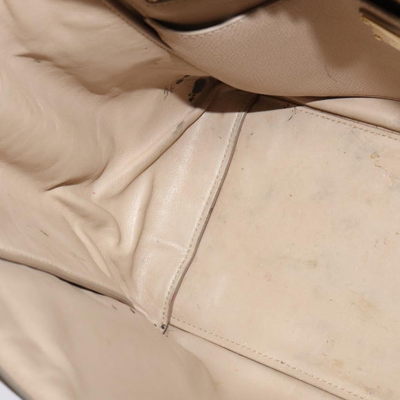 Salvatore Ferragamo Vala Hand Bag Leather 2way Beige Gold Auth BA4303