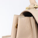 Salvatore Ferragamo Vala Handtasche Leder 2-Wege Beige Gold Auth BA4303-23