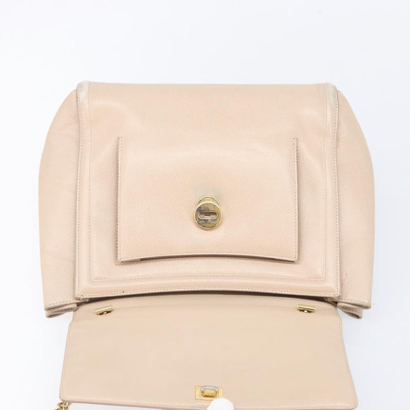 Salvatore Ferragamo Vala Handtasche Leder 2-Wege Beige Gold Auth BA4303
