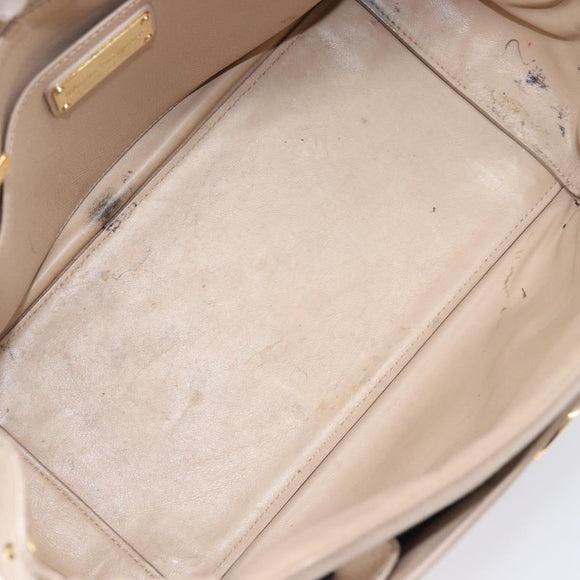 Salvatore Ferragamo Vala Handtasche Leder 2-Wege Beige Gold Auth BA4303