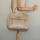 Salvatore Ferragamo Vala Hand Bag Leather 2way Beige Gold Auth BA4303-26