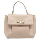 Salvatore Ferragamo Vala Handtasche Leder 2-Wege Beige Gold Auth BA4303-13
