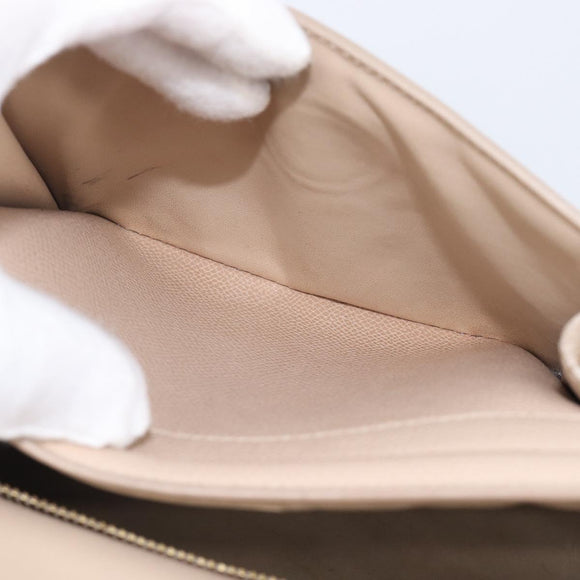 Salvatore Ferragamo Vala Handtasche Leder 2-Wege Beige Gold Auth BA4303