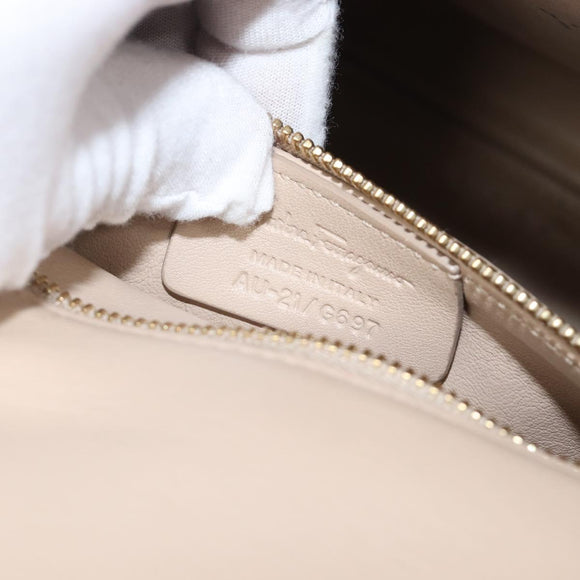 Salvatore Ferragamo Vala Handtasche Leder 2-Wege Beige Gold Auth BA4303