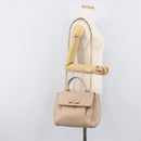 Salvatore Ferragamo Vala Handtasche Leder 2-Wege Beige Gold Auth BA4303-33