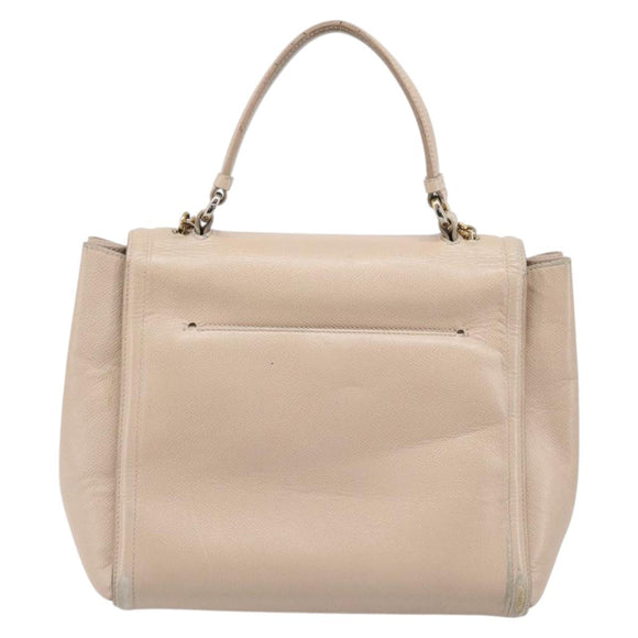 Salvatore Ferragamo Vala Handtasche Leder 2-Wege Beige Gold Auth BA4303