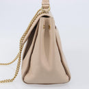 Salvatore Ferragamo Vala Handtasche Leder 2-Wege Beige Gold Auth BA4303-3