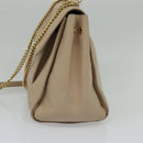 Salvatore Ferragamo Vala Hand Bag Leather 2way Beige Gold Auth BA4303-4