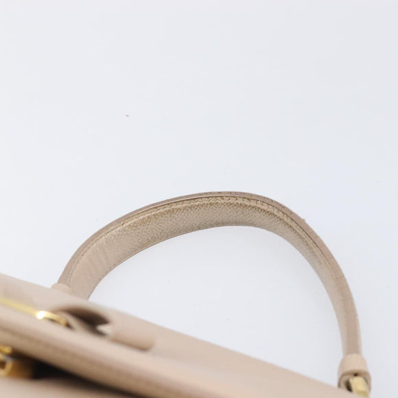 Salvatore Ferragamo Vala Handtasche Leder 2-Wege Beige Gold Auth BA4303