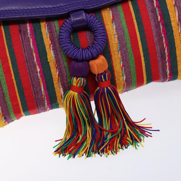 LOEWE Shoulder Bag Leather Purple Gold Auth BA4309