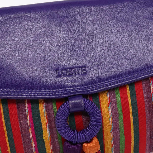 LOEWE Shoulder Bag Leather Purple Gold Auth BA4309