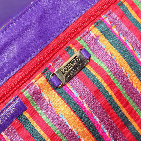 LOEWE Shoulder Bag Leather Purple Gold Auth BA4309