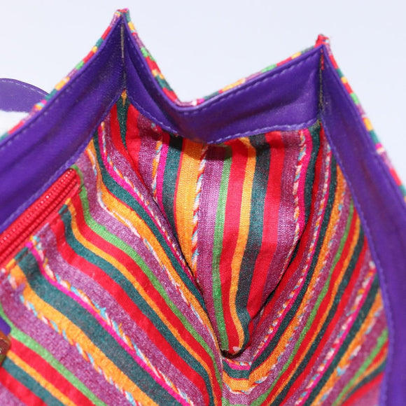 LOEWE Shoulder Bag Leather Purple Gold Auth BA4309