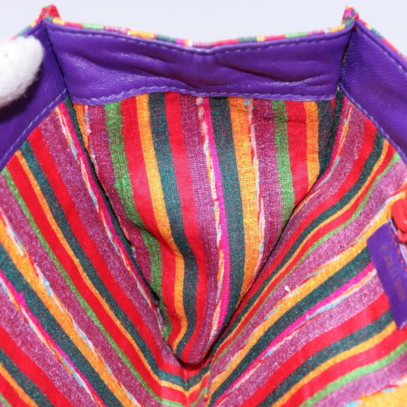 LOEWE Shoulder Bag Leather Purple Gold Auth BA4309