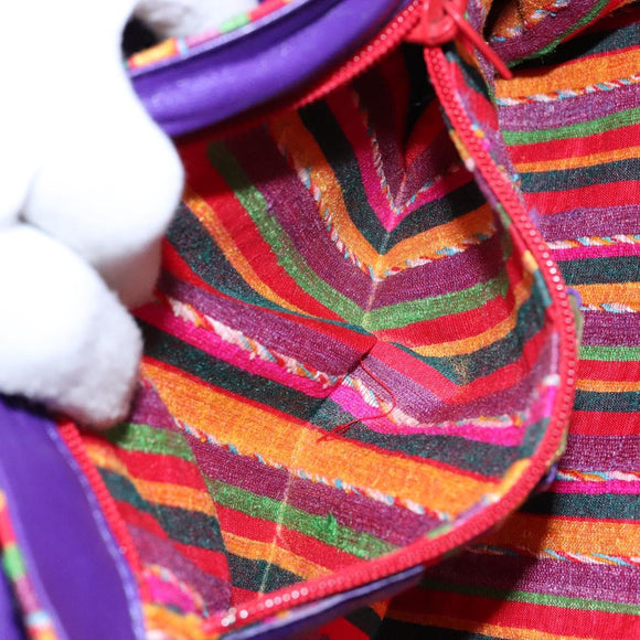 LOEWE Shoulder Bag Leather Purple Gold Auth BA4309