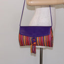 LOEWE Shoulder Bag Leather Purple Gold Auth BA4309-22