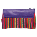 LOEWE Shoulder Bag Leather Purple Gold Auth BA4309-2