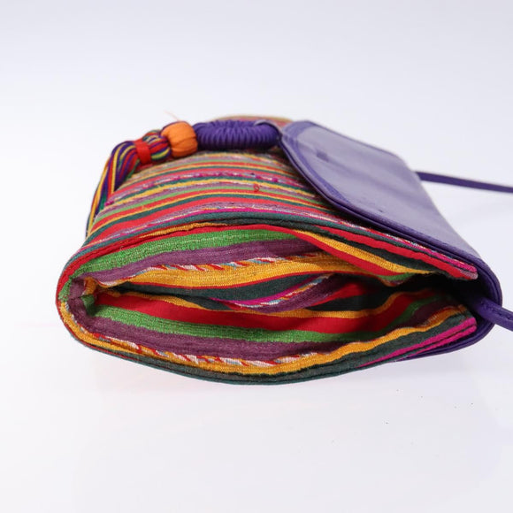 LOEWE Shoulder Bag Leather Purple Gold Auth BA4309