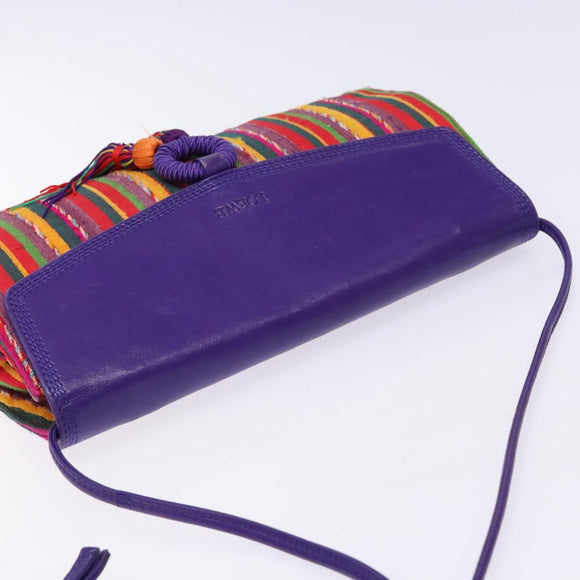 LOEWE Shoulder Bag Leather Purple Gold Auth BA4309