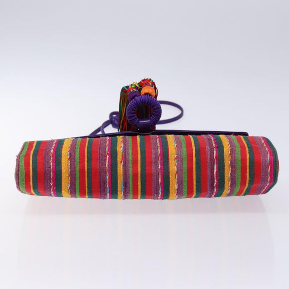 LOEWE Shoulder Bag Leather Purple Gold Auth BA4309