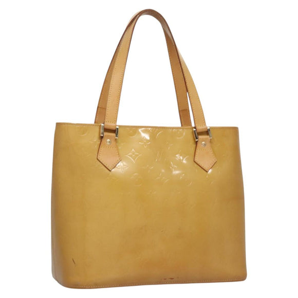 LOUIS VUITTON Monogram Vernis Houston Hand Bag Beige M91004 LV Auth BA431