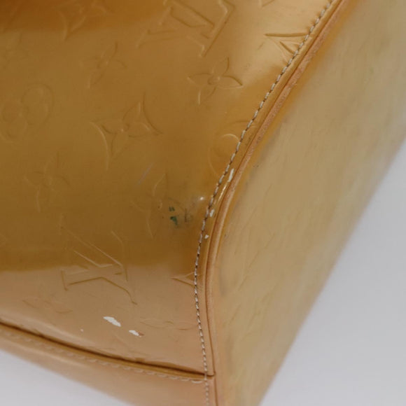 LOUIS VUITTON Monogram Vernis Houston Hand Bag Beige M91004 LV Auth BA431