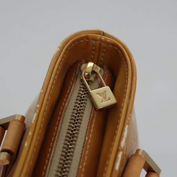 LOUIS VUITTON Monogram Vernis Houston Hand Bag Beige M91004 LV Auth BA431