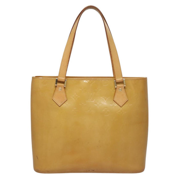 LOUIS VUITTON Monogram Vernis Houston Hand Bag Beige M91004 LV Auth BA431