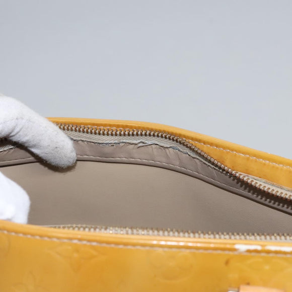 LOUIS VUITTON Monogram Vernis Houston Hand Bag Beige M91004 LV Auth BA431