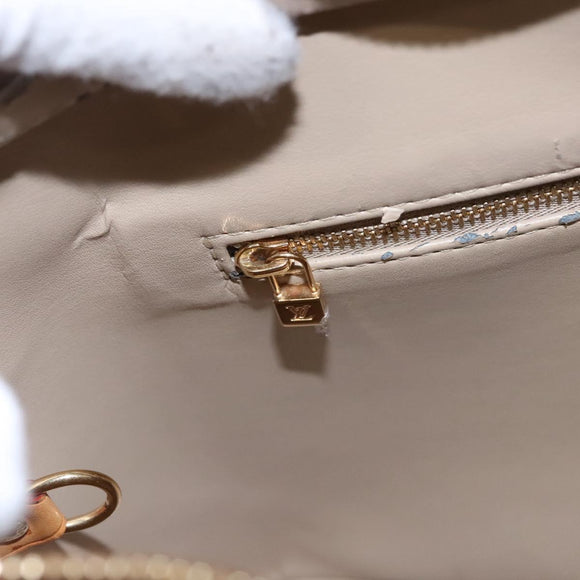 LOUIS VUITTON Monogram Vernis Houston Hand Bag Beige M91004 LV Auth BA431
