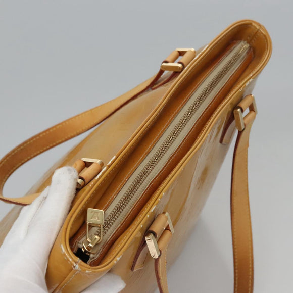 LOUIS VUITTON Monogram Vernis Houston Hand Bag Beige M91004 LV Auth BA431