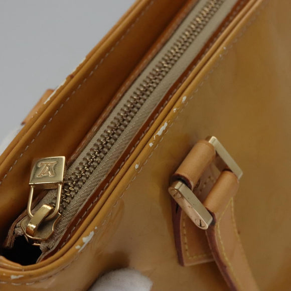 LOUIS VUITTON Monogram Vernis Houston Hand Bag Beige M91004 LV Auth BA431