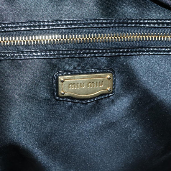 Miu Miu Hand Bag Patent leather 2way Black Gold Auth BA4312