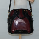 Miu Miu Hand Bag Patent leather 2way Black Gold Auth BA4312-23