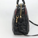 Miu Miu Hand Bag Patent leather 2way Black Gold Auth BA4312-3