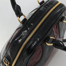 Miu Miu Hand Bag Patent leather 2way Black Gold Auth BA4312-6