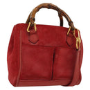 GUCCI Bamboo Hand Bag Suede 2way Red Gold 007 1793 0238 Auth BA4313-1