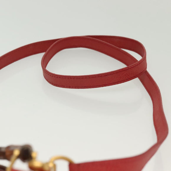 GUCCI Bamboo Hand Bag Suede 2way Red Gold 007 1793 0238 Auth BA4313