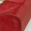 GUCCI Bamboo Hand Bag Suede 2way Red Gold 007 1793 0238 Auth BA4313-12