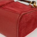 GUCCI Bamboo Hand Bag Suede 2way Red Gold 007 1793 0238 Auth BA4313-13