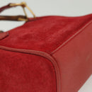 GUCCI Bamboo Hand Bag Suede 2way Red Gold 007 1793 0238 Auth BA4313-14