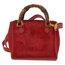 GUCCI Bamboo Hand Bag Suede 2way Red Gold 007 1793 0238 Auth BA4313-3