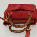 GUCCI Bamboo Hand Bag Suede 2way Red Gold 007 1793 0238 Auth BA4313-6