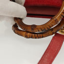 GUCCI Bamboo Hand Bag Suede 2way Red Gold 007 1793 0238 Auth BA4313-7
