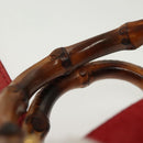GUCCI Bamboo Hand Bag Suede 2way Red Gold 007 1793 0238 Auth BA4313-8