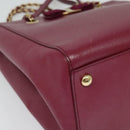 Salvatore Ferragamo Chain Vala Hand Bag Leather Pink Gold Auth BA4315-11