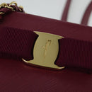 Salvatore Ferragamo Chain Vala Hand Bag Leather Pink Gold Auth BA4315-18