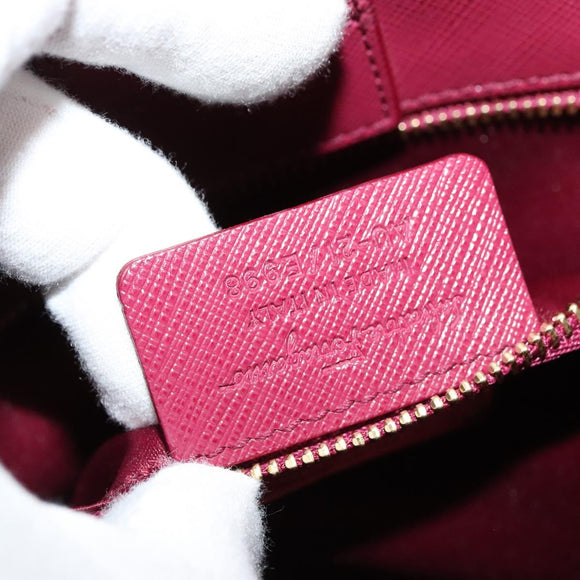 Salvatore Ferragamo Chain Vala Hand Bag Leather Pink Gold Auth BA4315